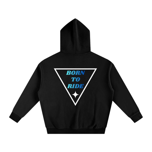 Albertross born to ride black hoodie (blue text)