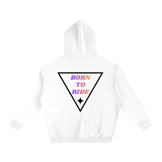 Albertross born to ride white hoodie (rainbow text)