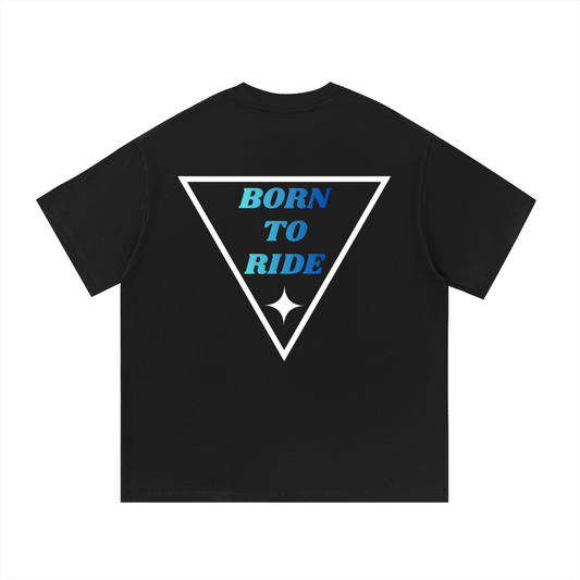Albertross born to ride black t-shirt (blue text)