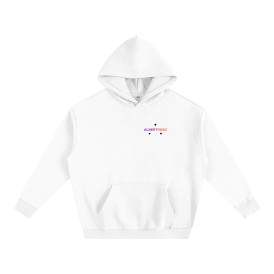 Albertross born to ride white hoodie (rainbow text)
